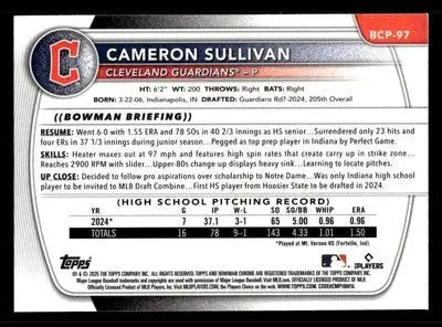 2025 Bowman #BCP-97 Cameron Sullivan Chrome Prospects - Baseball Card Single