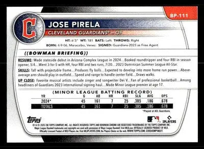 2025 Bowman #BP-111 Jose Pirela Prospects - Baseball Card Single