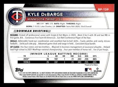 2025 Bowman #BP-139 Kyle DeBarge Prospects - Baseball Card Single