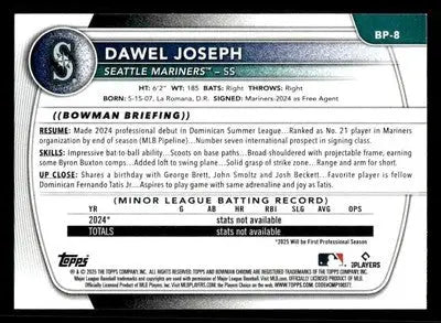 2025 Bowman #BP-8 Dawel Joseph Prospects - Baseball Card Single