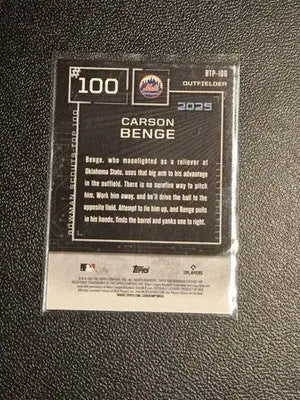 2025 Bowman #BTP-100 Carson Benge Bowman Scouts Top 100 - Baseball Card Single