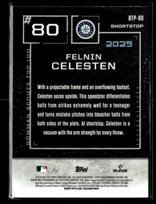 2025 Bowman #BTP-80 Felnin Celesten Bowman Scouts Top 100 - Baseball Card Single