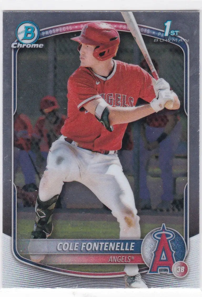 Baseball card of Cole Fontenelle 1st Bowman Angels from 2025 Bowman Chrome