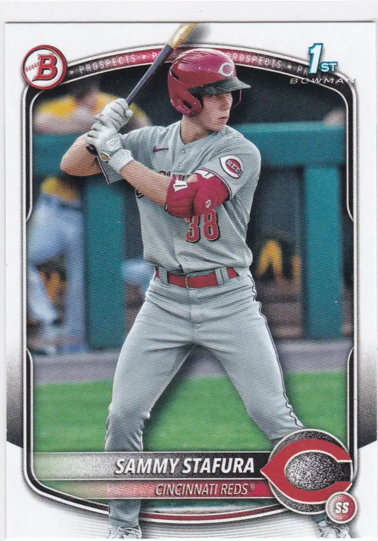 Sammy Stafura 1st Bowman baseball card from 2025 Bowman Prospect Cincinnati Reds