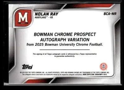2025 Bowman U Chrome #BCA-NR Nolan Ray Chrome Prospect Autos Blue Refr #/150 - Football Card Single