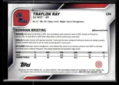 2025 Bowman University Chrome #134 Traylon Ray - Baseball Card Single
