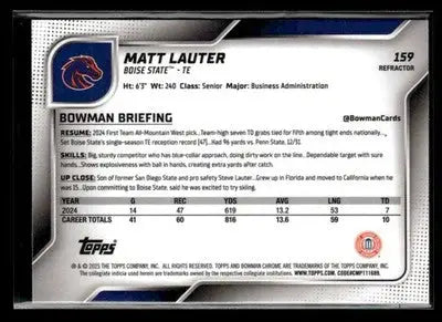 2025 Bowman University Chrome #159 Matt Lauter Refractor - Other