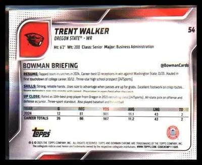2025 Bowman University Chrome #54 Trent Walker - Football Card Single