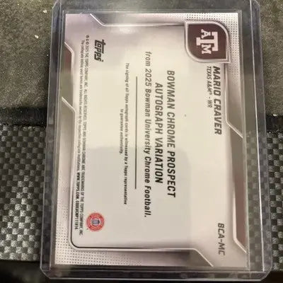 2025 Bowman University Chrome Football Mario Craver Red Shimmer Auto /5 - Football Card Single