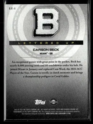 2025 Bowman University Chrome #LU-1 Carson Beck Lettered Up - Other