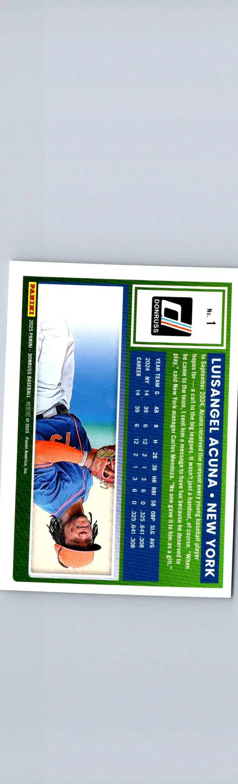 Baseball trading card featuring Luisangel Acuna of the New York Mets from 2025 Donruss