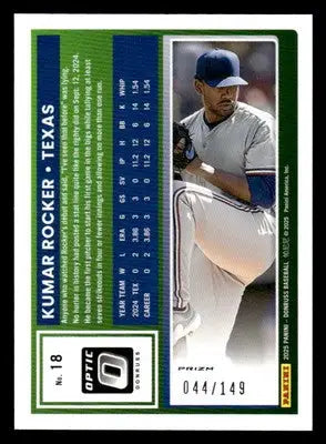 2025 Donruss #18 Kumar Rocker Optic Lime Green - #44/149 - Baseball Card Single