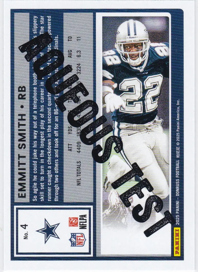 2025 Donruss #4 Emmitt Smith Aqueous Test Dallas Cowboys - Football Card Single