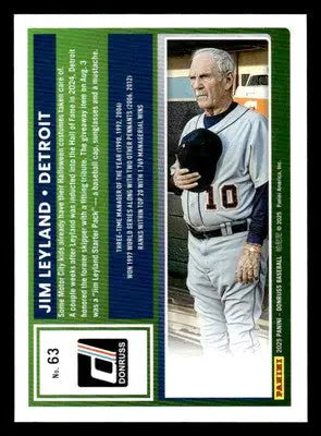 2025 Donruss #63 Jim Leyland - Baseball Card Single
