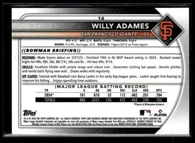 2025 Donruss Chrome #14 Willy Adames - Baseball Card Single
