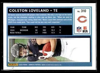2025 Donruss Colston Loveland #310 RC Chicago Bears