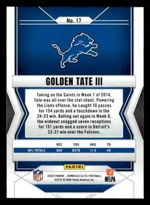 2025 Donruss Elite #17 Golden Tate III - Football Card Single