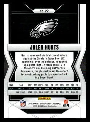 2025 Donruss Elite #22 Jalen Hurts Philadelphia Eagles - Football Card Single