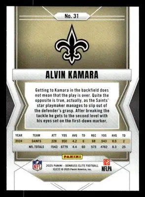 2025 Donruss Elite #31 Alvin Kamara New Orleans Saints - Football Card Single