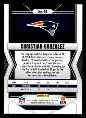 2025 Donruss Elite #48 Christian Gonzalez - Football Card Single
