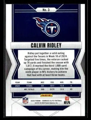 2025 Donruss Elite Calvin Ridley #3 Tennessee Titans - Football Card Single