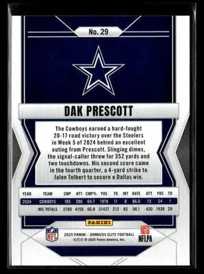 2025 Donruss Elite Dak Prescott #29 Dallas Cowboys