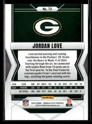 2025 Donruss Elite Jordan Love #73 Green Bay Packers - Football Card Single