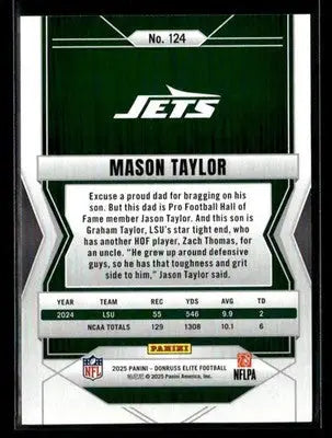 2025 Donruss Elite Mason Taylor #124 Blue SN,RC #/75 New York Jets - Football Card Single