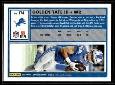 2025 Donruss Golden Tate III #174 Detroit Lions