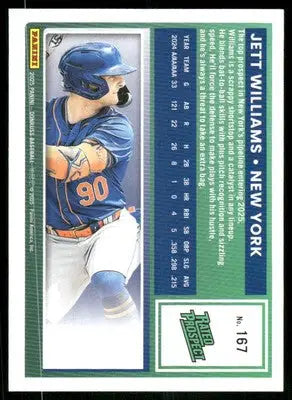 2025 Donruss Rated Prospect Jett Williams #167 Rated Prospect Baseball - Baseball Card Single