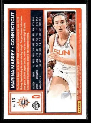 2025 Donruss WNBA Marina Mabrey #13 Connecticut Sun - Basketball Card Single