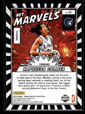 2025 Donruss WNBA Napheesa Collier #22 Net Marvels Minnesota Lynx - Basketball Card Single