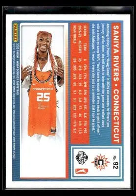 2025 Donruss WNBA Saniya Rivers #92 RC Connecticut Sun - Basketball Card Single