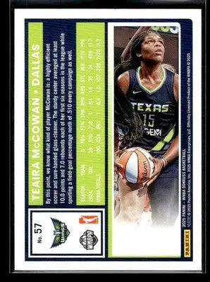 2025 Donruss WNBA Teaira McCowan #57 Dallas Wings - Basketball Card Single