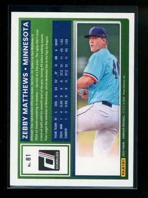 2025 Donruss Zebby Matthews #81 Rated Rookie Red & Blue Baseball - Baseball Card Single