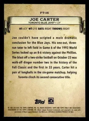 2025 Finest #FT-16 Joe Carter Finest Timelines - Baseball Card Single