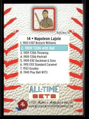 2025 HA All-Time Sets Napoleon Lajoie #14 Tier 6 #75 (1909 T206 w/ Bat) - Baseball Card Single