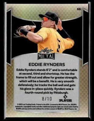 2025 Leaf Metal #66 Eddie Rynders Prismatic Purple - Baseball Card Single