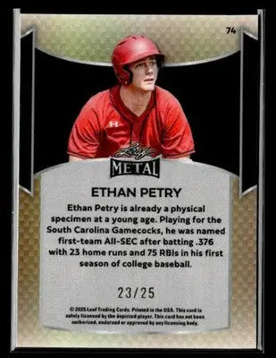 2025 Leaf Metal #74 Ethan Petry Prismatic Red