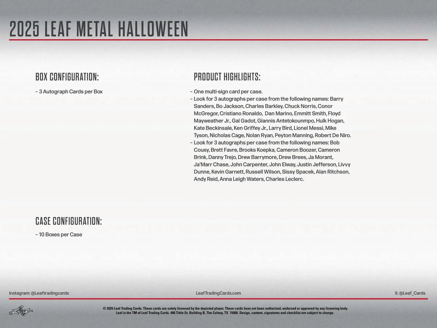 2025 Leaf Metal Halloween Hobby Box | Columbia Sports Cards - Sports Card Hobby Boxes