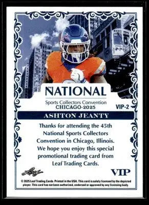 2025 Leaf National Sports Collectors Convention VIP #VIP-2 Ashton Jeanty - Football Card Single