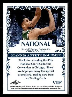 2025 Leaf National Sports Collectors Convention VIP #VIP-4 Giannis Antetokounmpo - Basketball Card Single