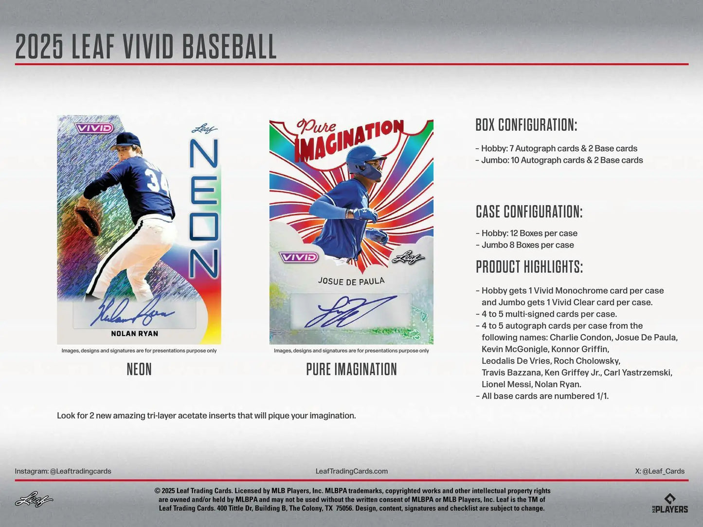 2025 Leaf Vivid Baseball Hobby Box | Columbia Sports Cards - Sport Card Hobby Boxes