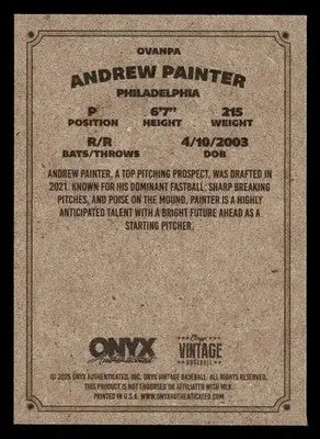 2025 Onyx Vintage #OVANPA Andrew Painter - Baseball Card Single