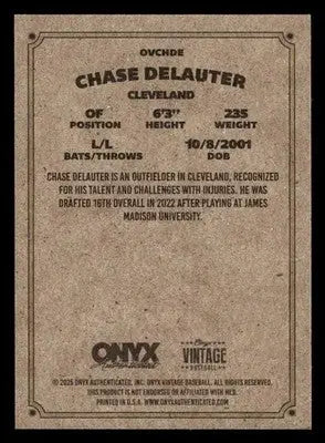 2025 Onyx Vintage #OVCHDE Chase Delauter - Baseball Card Single