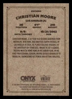 2025 Onyx Vintage #OVCHMO Christian Moore - Baseball Card Single