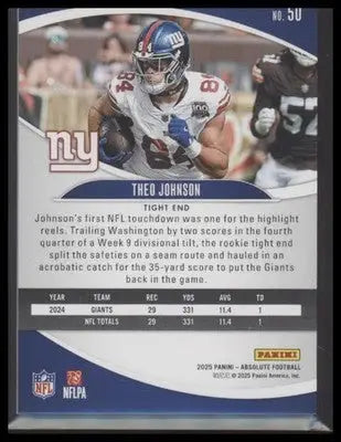 2025 Panini Absolute #50 Theo Johnson Spectrum - Football Card Single