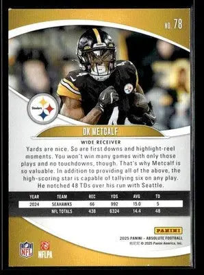 2025 Panini Absolute DK Metcalf #78 Retail Pittsburgh Steelers - Football Card Single