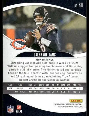 2025 Panini Absolute Football Caleb Williams #60 Football - Football Card Single