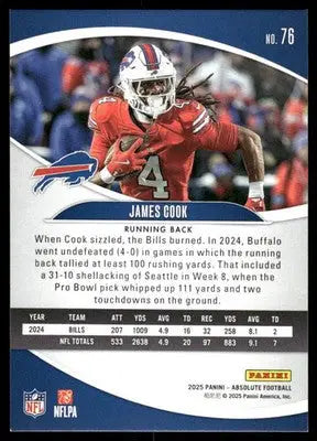 2025 Panini Absolute Football James Cook #76 Football - Football Card Single